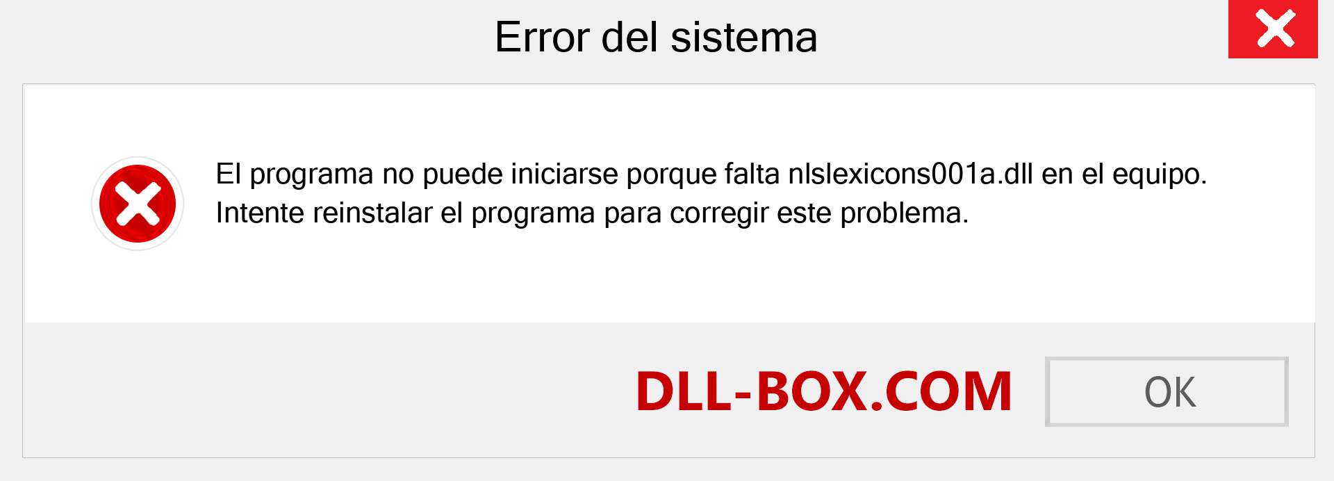 ¿Falta el archivo nlslexicons001a.dll ?. Descargar para Windows 7, 8, 10 - Corregir nlslexicons001a dll Missing Error en Windows, fotos, imágenes